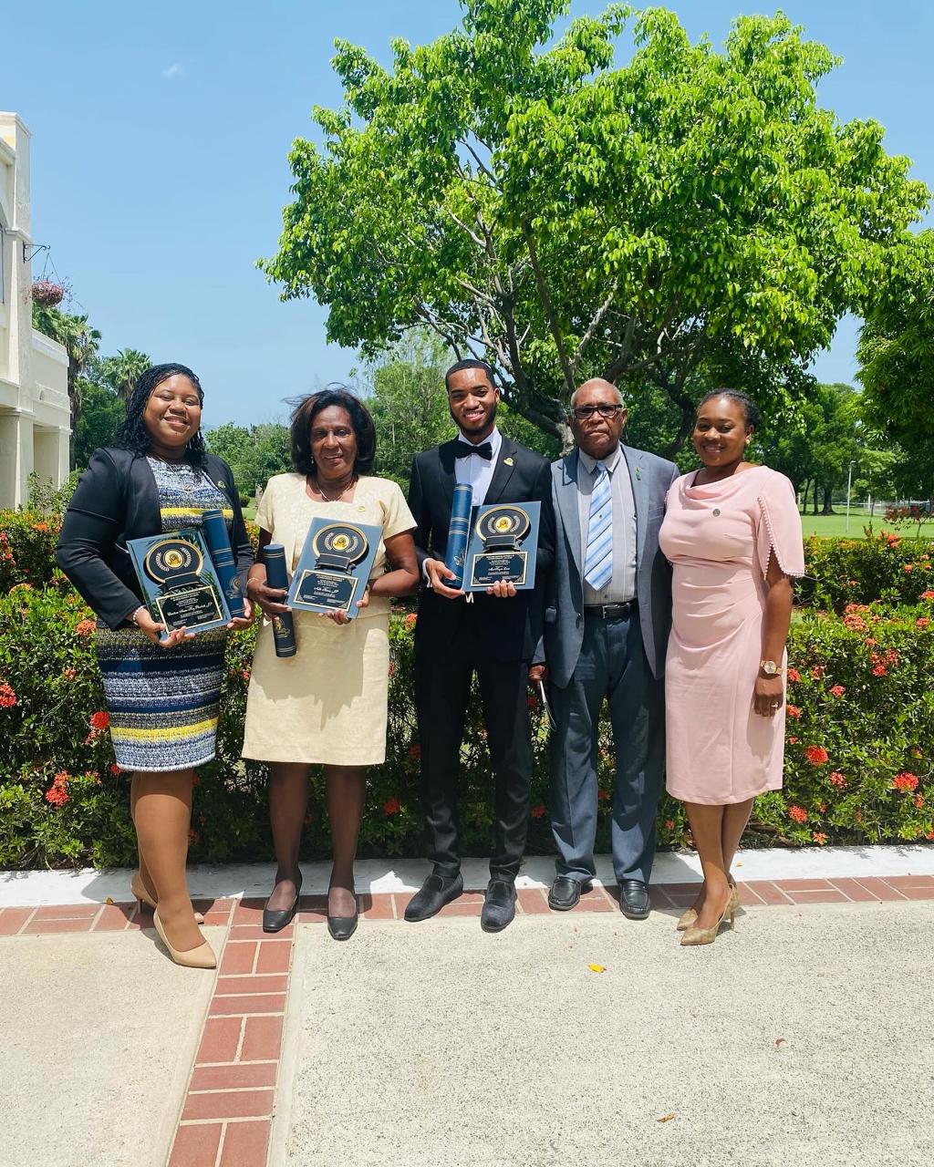 We would like to extend our hearty congratulations to Mrs. Nellie Harris, JP, recipient of the 2024 Governor General's Achievement Award in the over 35 years category. Mr. Mackayre Lewis, JP, and Mr. Oral Lewis, JP, received the award in the 18-24 years category. The ceremony was held on July 19, 2024, at King's House. The Honorable Custos was represented by Rev. Seymour Hutchinson and JP Kimberly Fletcher.